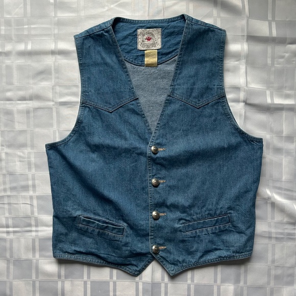 Mid-West Garment Co. (MWG) Vintage Button Closure Blue Denim Vest - Picture 14 of 14